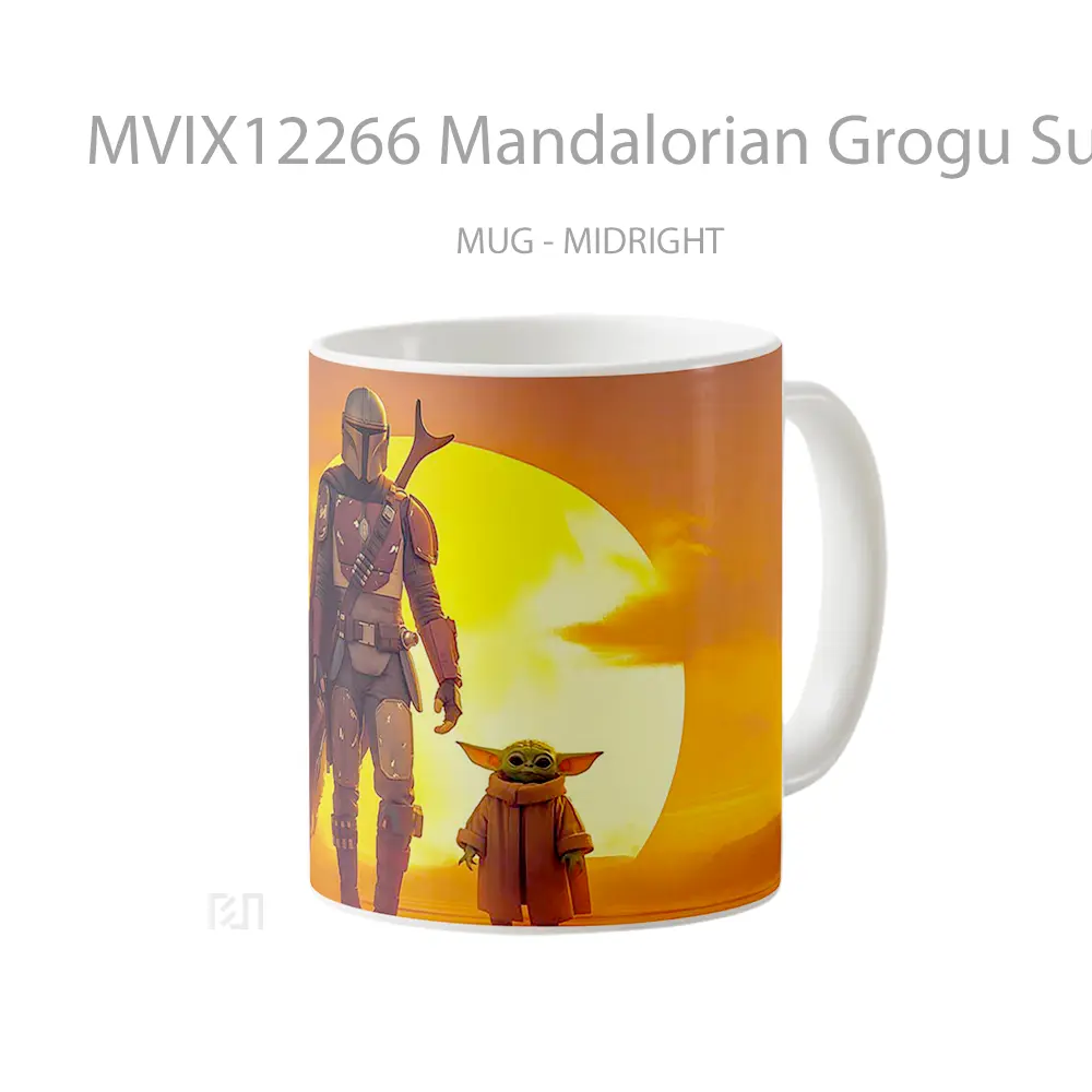 Mug Mandalorian Grogu Sunset Hadiah Lucu dan Menarik - All-side / Desain