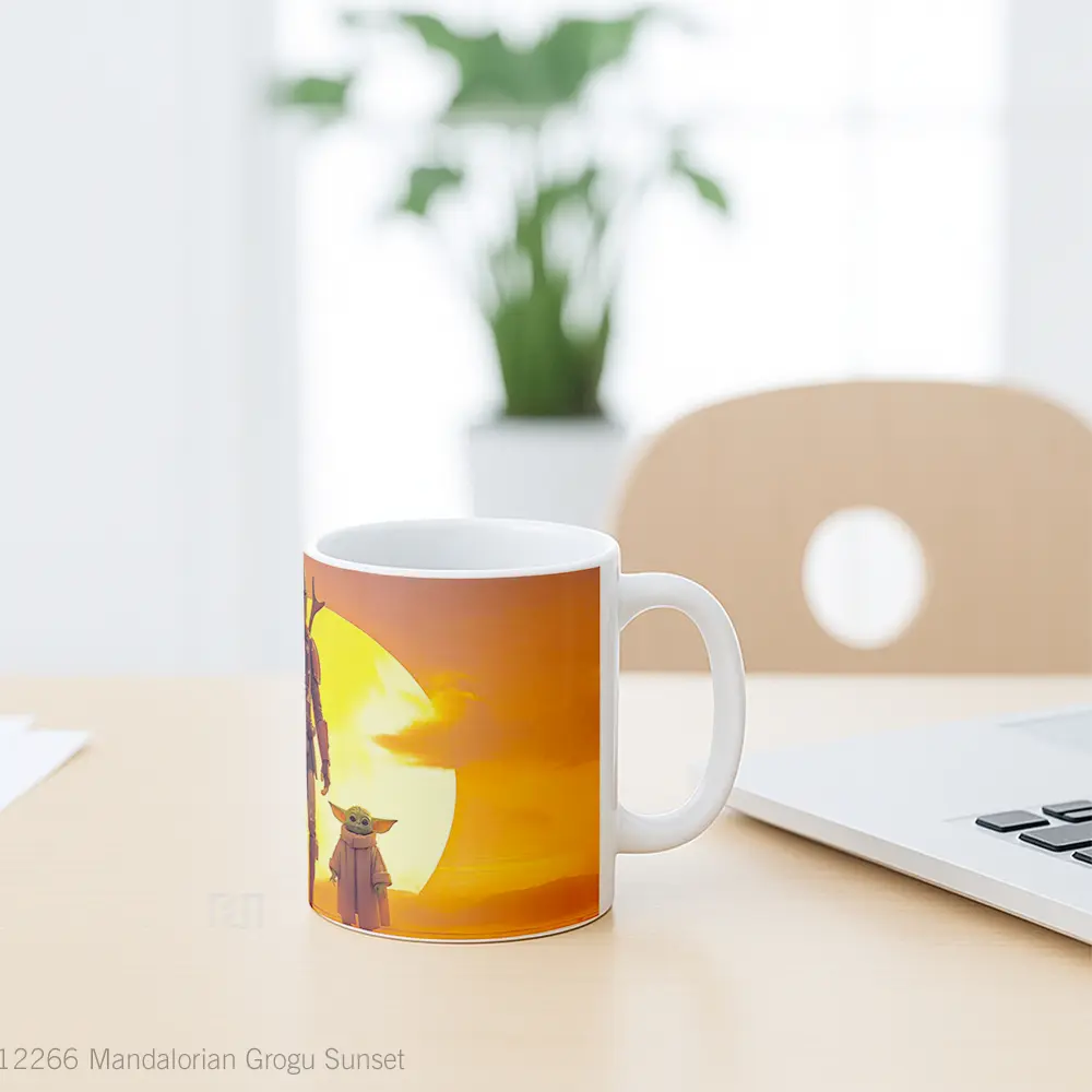 Mug Mandalorian Grogu Sunset Hadiah Lucu dan Menarik - All-side / Desain