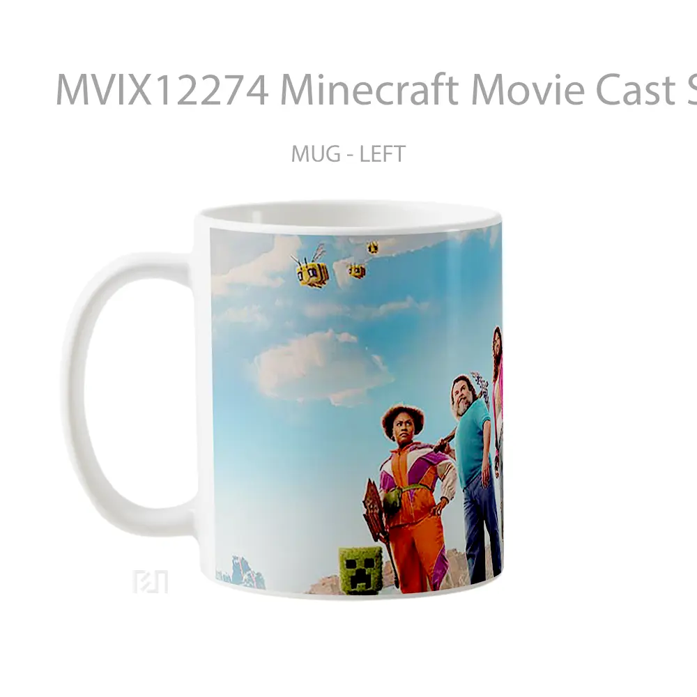 Mug Minecraft Movie Cast Standing In Overworld Hadiah Unik Pecinta Game - All-side / Desain