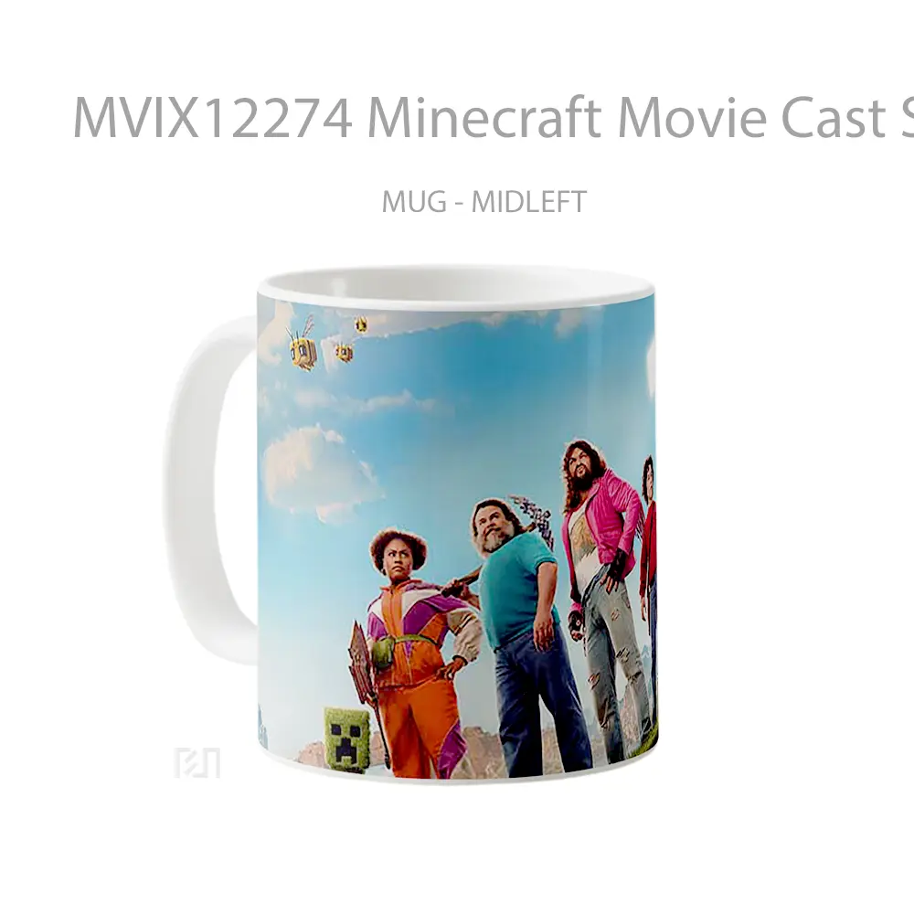 Mug Minecraft Movie Cast Standing In Overworld Hadiah Unik Pecinta Game - All-side / Desain