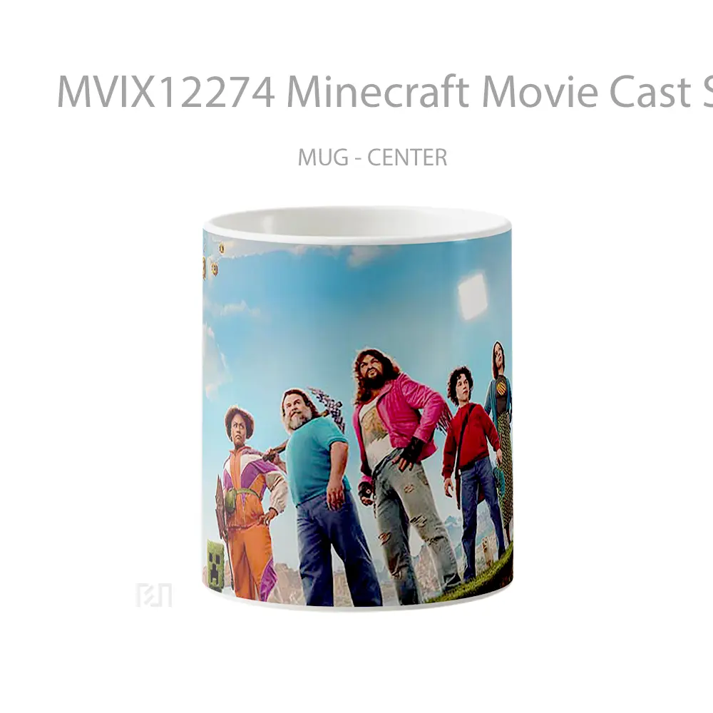 Mug Minecraft Movie Cast Standing In Overworld Hadiah Unik Pecinta Game