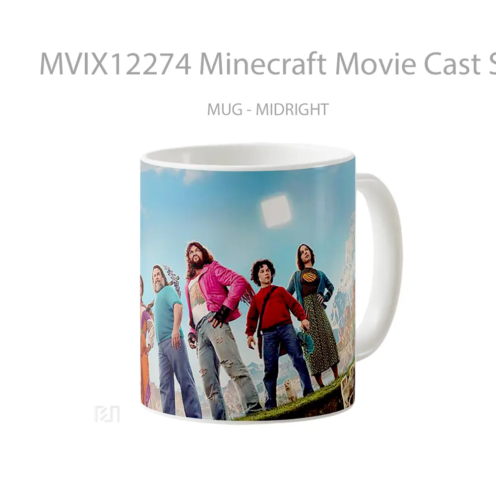 Mug Minecraft Movie Cast Standing In Overworld Hadiah Unik Pecinta Game - All-side / Desain