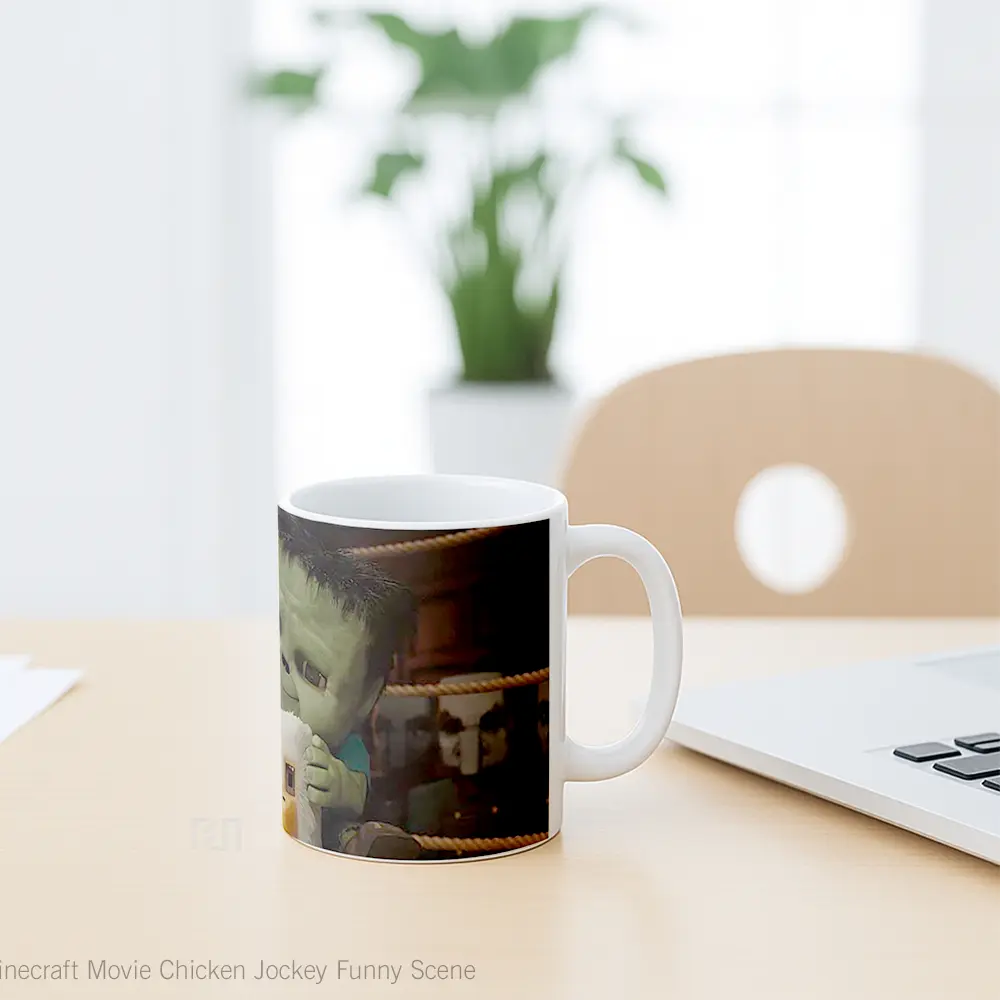 Mug Minecraft Movie Chicken Jockey Funny Scene Gelas Keramik Koleksi Gaming - All-side / Desain