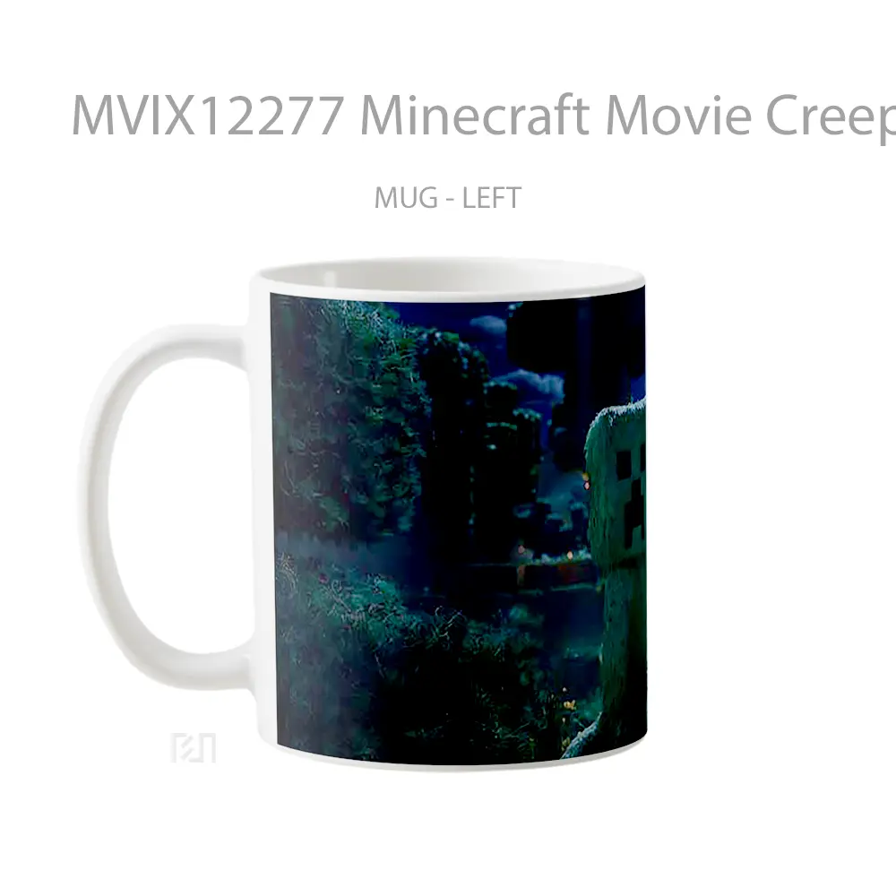 Mug Minecraft Movie Creeper Night Forest Scene Gelas Keramik Koleksi Gaming - All-side / Desain