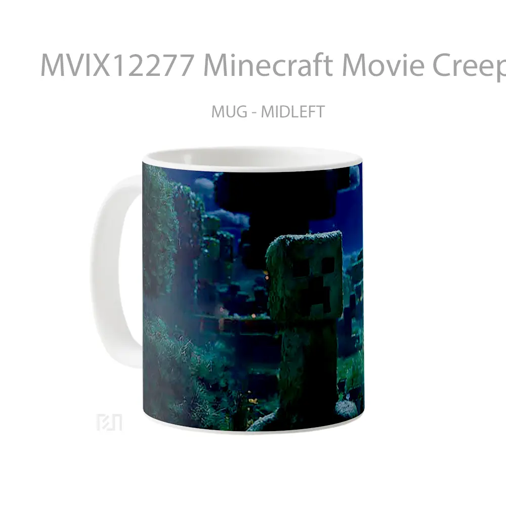 Mug Minecraft Movie Creeper Night Forest Scene Gelas Keramik Koleksi Gaming - All-side / Desain