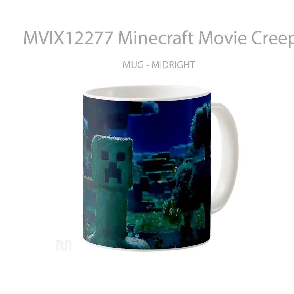 Mug Minecraft Movie Creeper Night Forest Scene Gelas Keramik Koleksi Gaming - All-side / Desain
