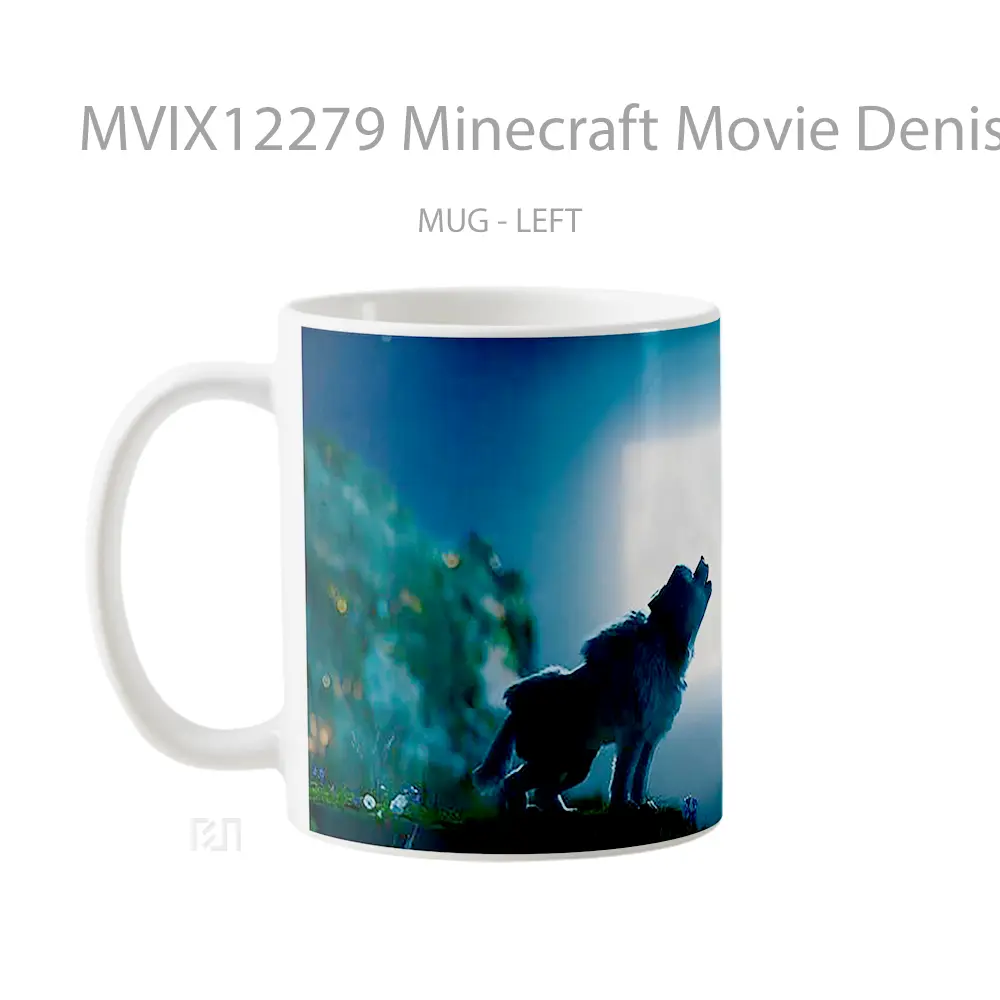 Mug Minecraft Movie Denis Wolf Howling Square Moon Hadiah Unik Pecinta Game - All-side / Desain