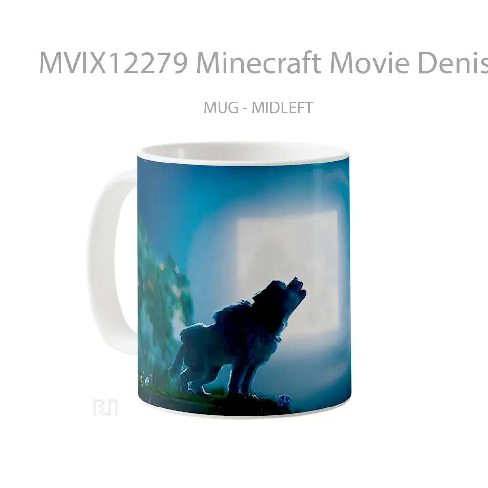 Mug Minecraft Movie Denis Wolf Howling Square Moon Hadiah Unik Pecinta Game - All-side / Desain