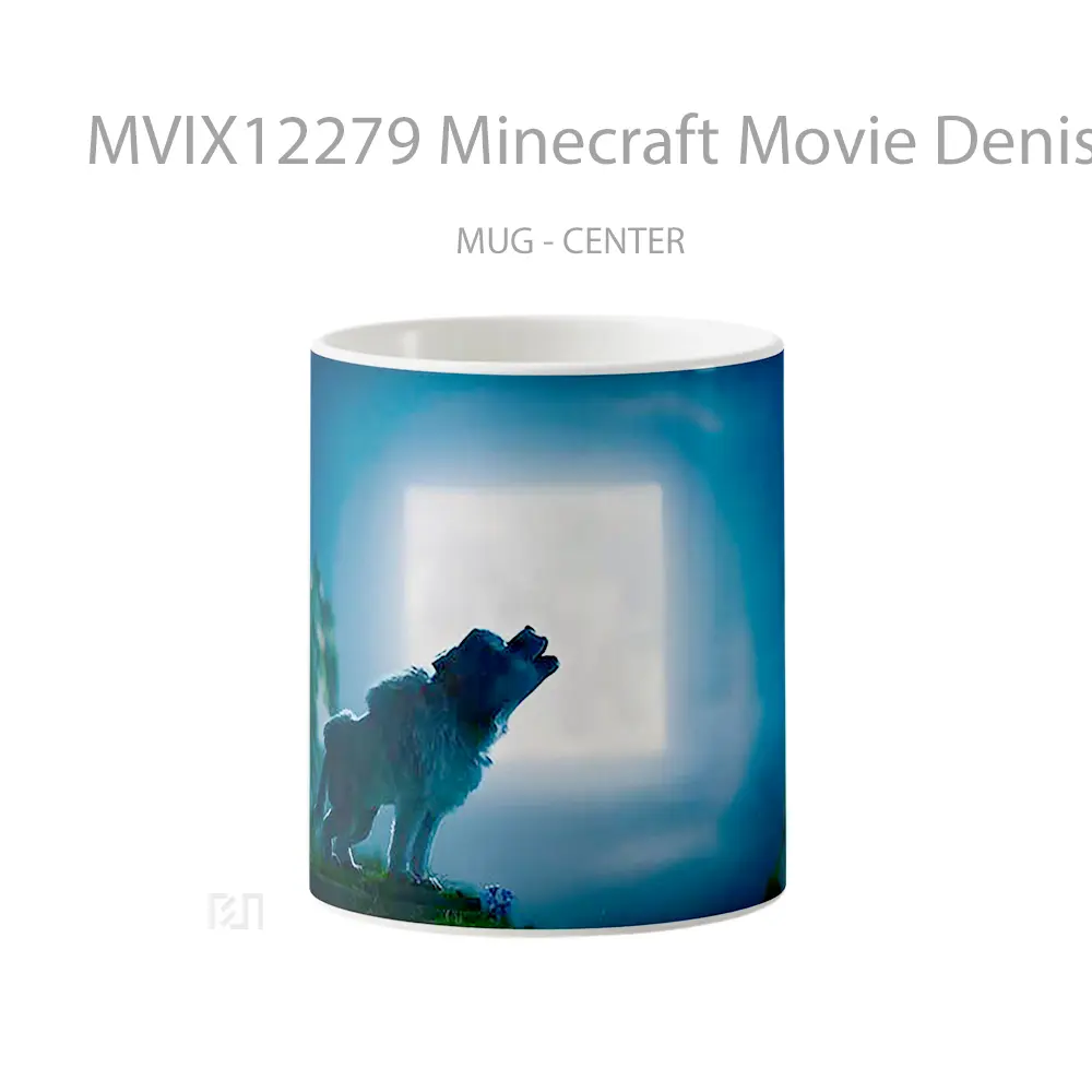 Mug Minecraft Movie Denis Wolf Howling Square Moon Hadiah Unik Pecinta Game