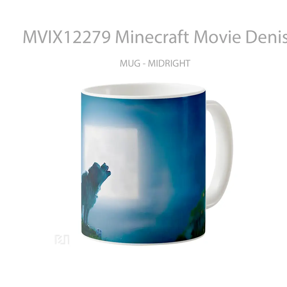 Mug Minecraft Movie Denis Wolf Howling Square Moon Hadiah Unik Pecinta Game - All-side / Desain