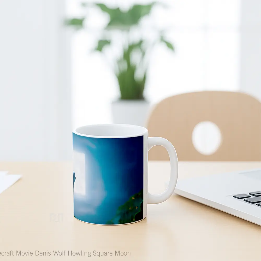 Mug Minecraft Movie Denis Wolf Howling Square Moon Hadiah Unik Pecinta Game - All-side / Desain