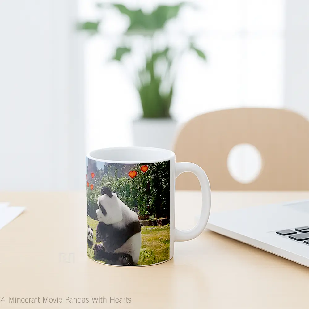 Mug Minecraft Movie Pandas With Hearts Hadiah Unik Pecinta Game - All-side / Desain