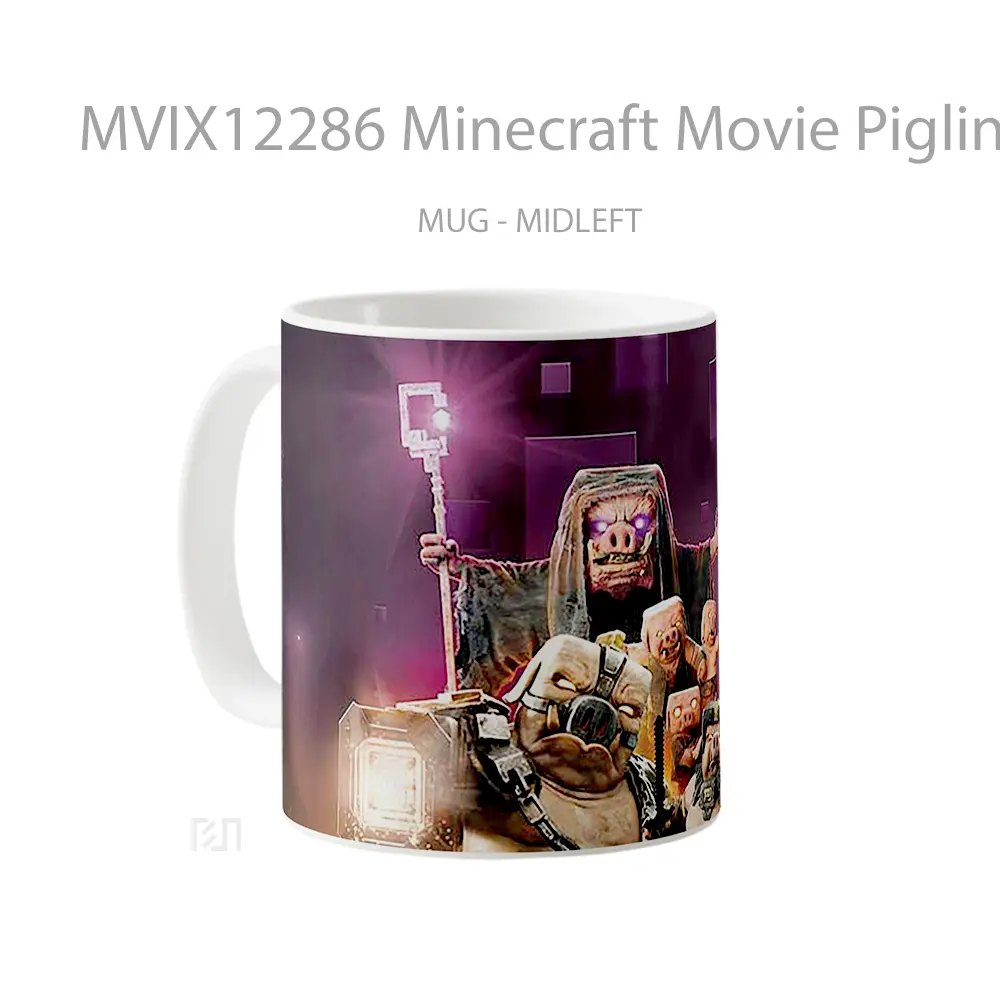 Mug Minecraft Movie Piglin Army Dark Background Gelas Keramik Koleksi Gaming - All-side / Desain