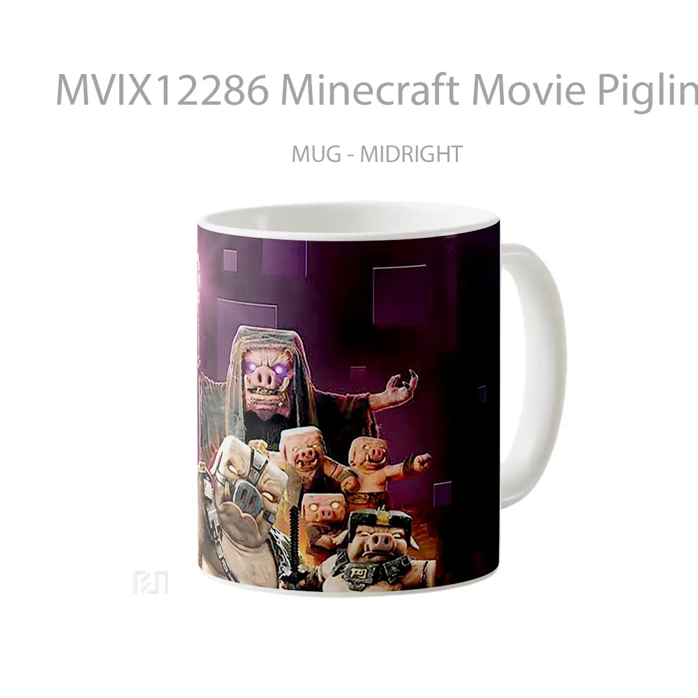 Mug Minecraft Movie Piglin Army Dark Background Gelas Keramik Koleksi Gaming - All-side / Desain