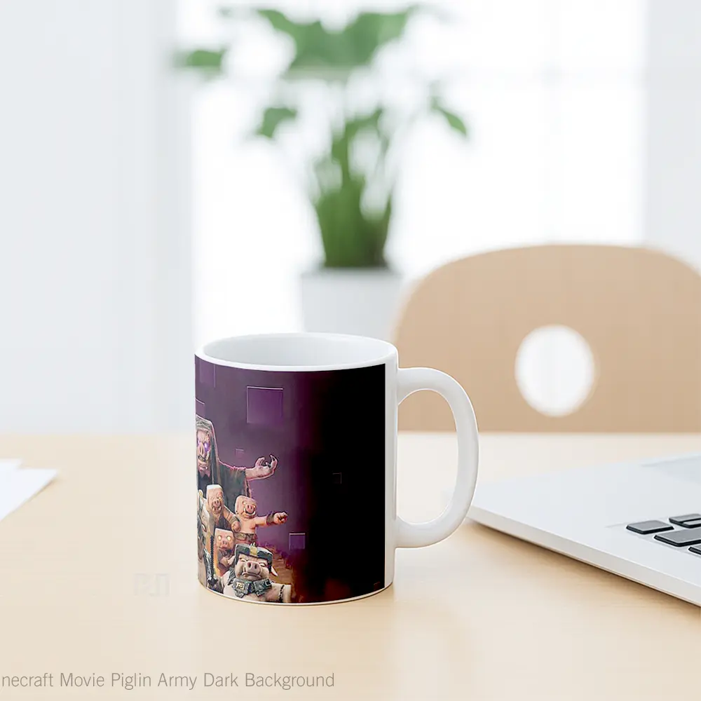 Mug Minecraft Movie Piglin Army Dark Background Gelas Keramik Koleksi Gaming - All-side / Desain