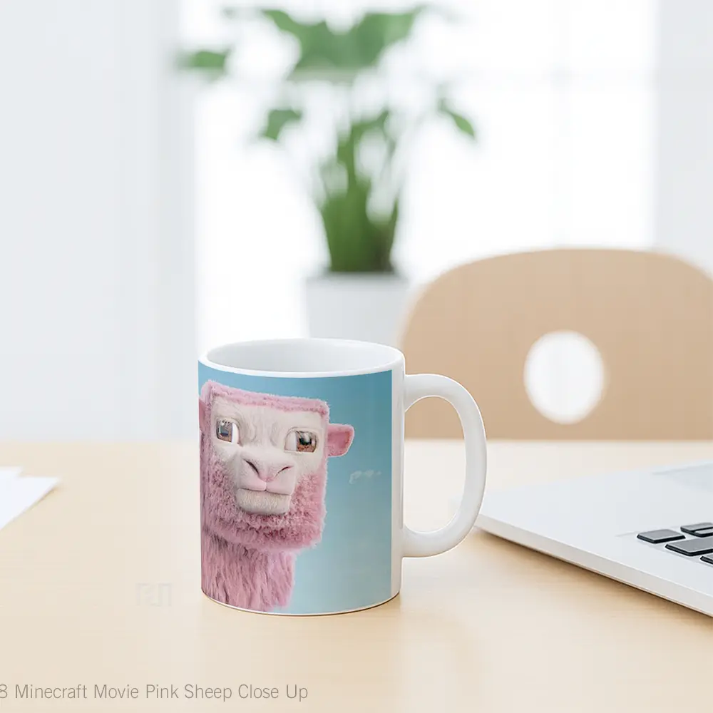 Mug Minecraft Movie Pink Sheep Close Up Merchandise Game Favorit - All-side / Desain