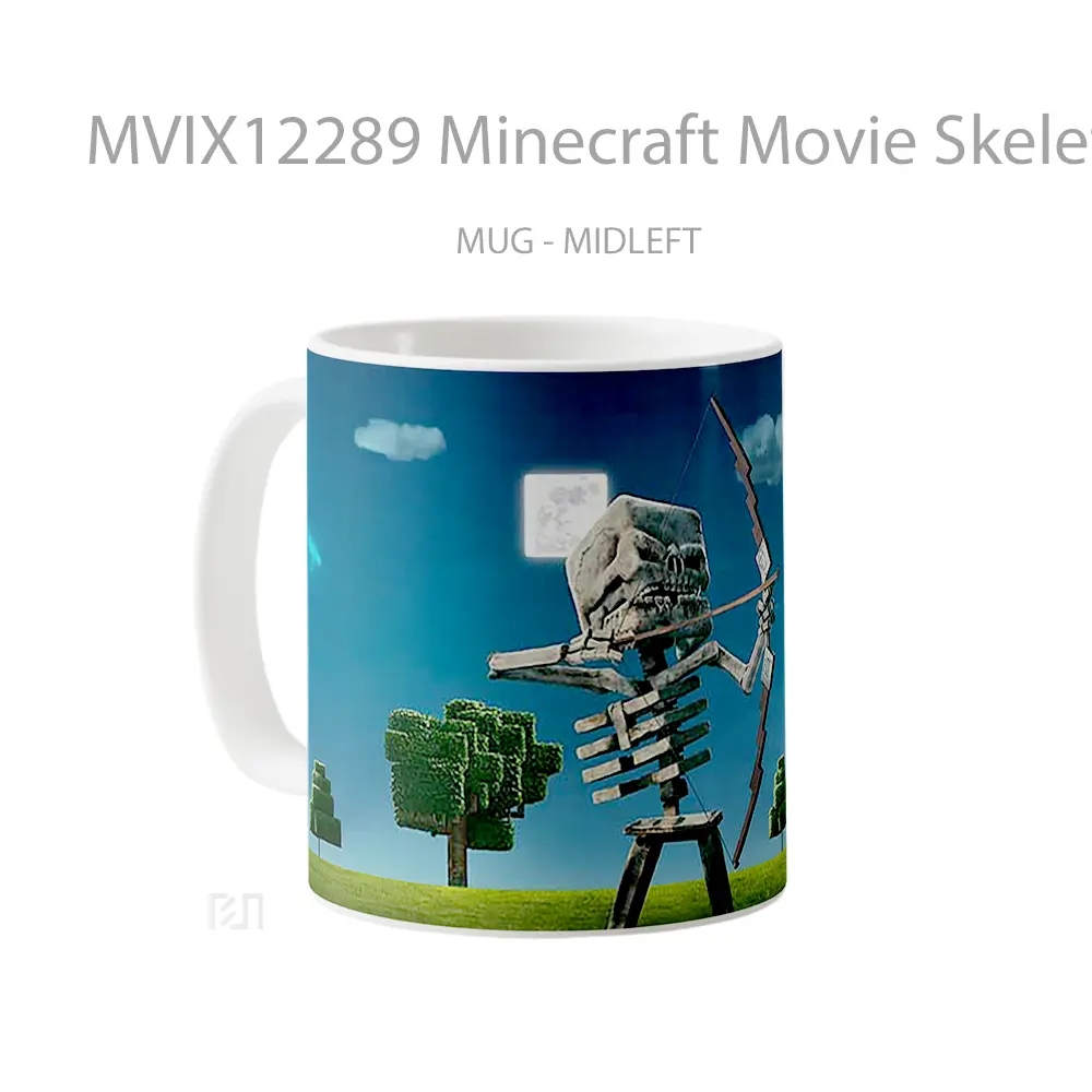 Mug Minecraft Movie Skeleton Bow Night Moon Gelas Keramik Koleksi Gaming - All-side / Desain