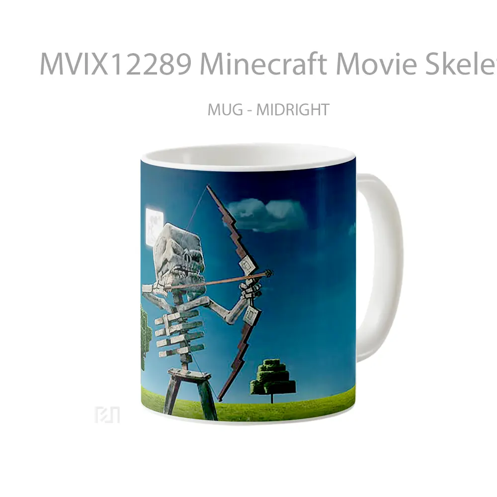 Mug Minecraft Movie Skeleton Bow Night Moon Gelas Keramik Koleksi Gaming - All-side / Desain