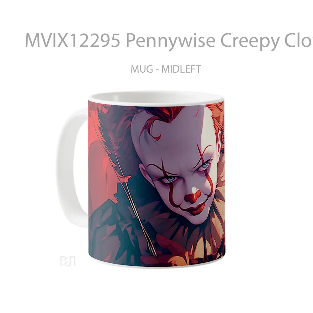 Mug Pennywise Creepy Clown Horror Hadiah Lucu dan Menarik - All-side / Desain