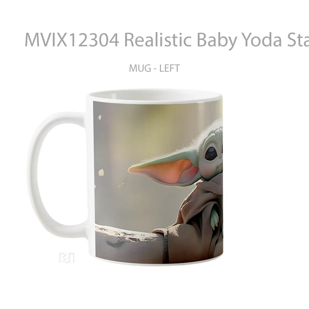 Mug Realistic Baby Yoda Star Wars Mug Aesthetic Koleksi Spesial - All-side / Desain