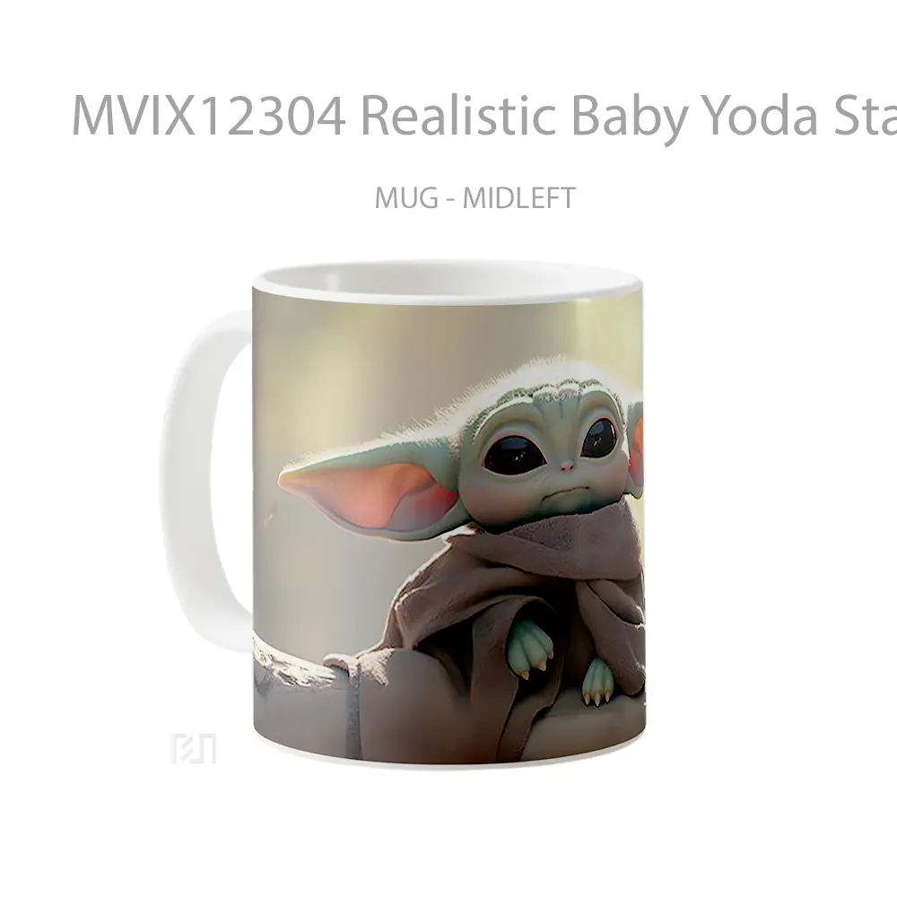Mug Realistic Baby Yoda Star Wars Mug Aesthetic Koleksi Spesial - All-side / Desain