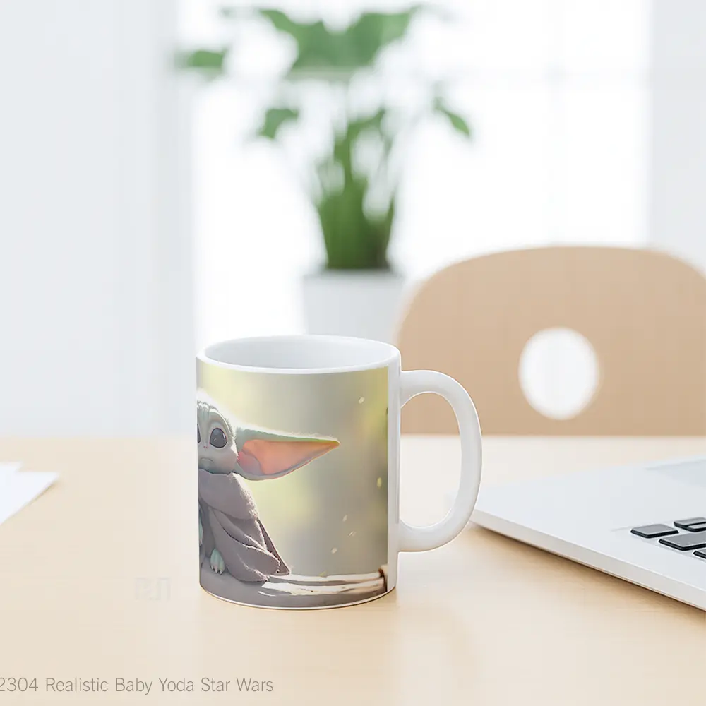 Mug Realistic Baby Yoda Star Wars Mug Aesthetic Koleksi Spesial - All-side / Desain