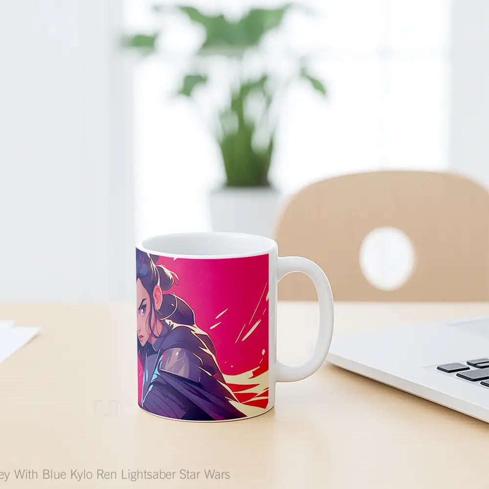Mug Rey With Blue Kylo Ren Lightsaber Star Wars Koleksi Mug Limited Edition - All-side / Desain