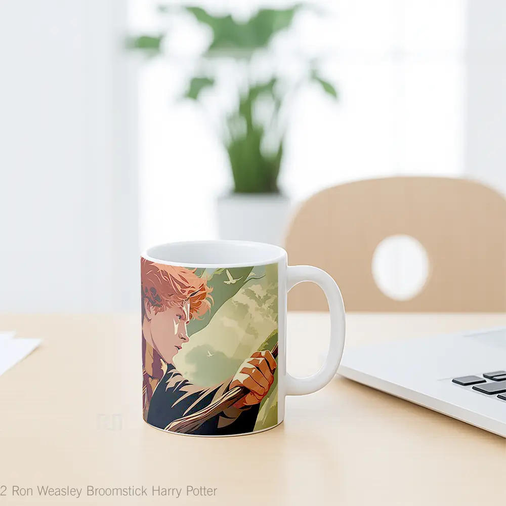 Mug Ron Weasley Broomstick Harry Potter Mug Aesthetic Koleksi Spesial - All-side / Desain