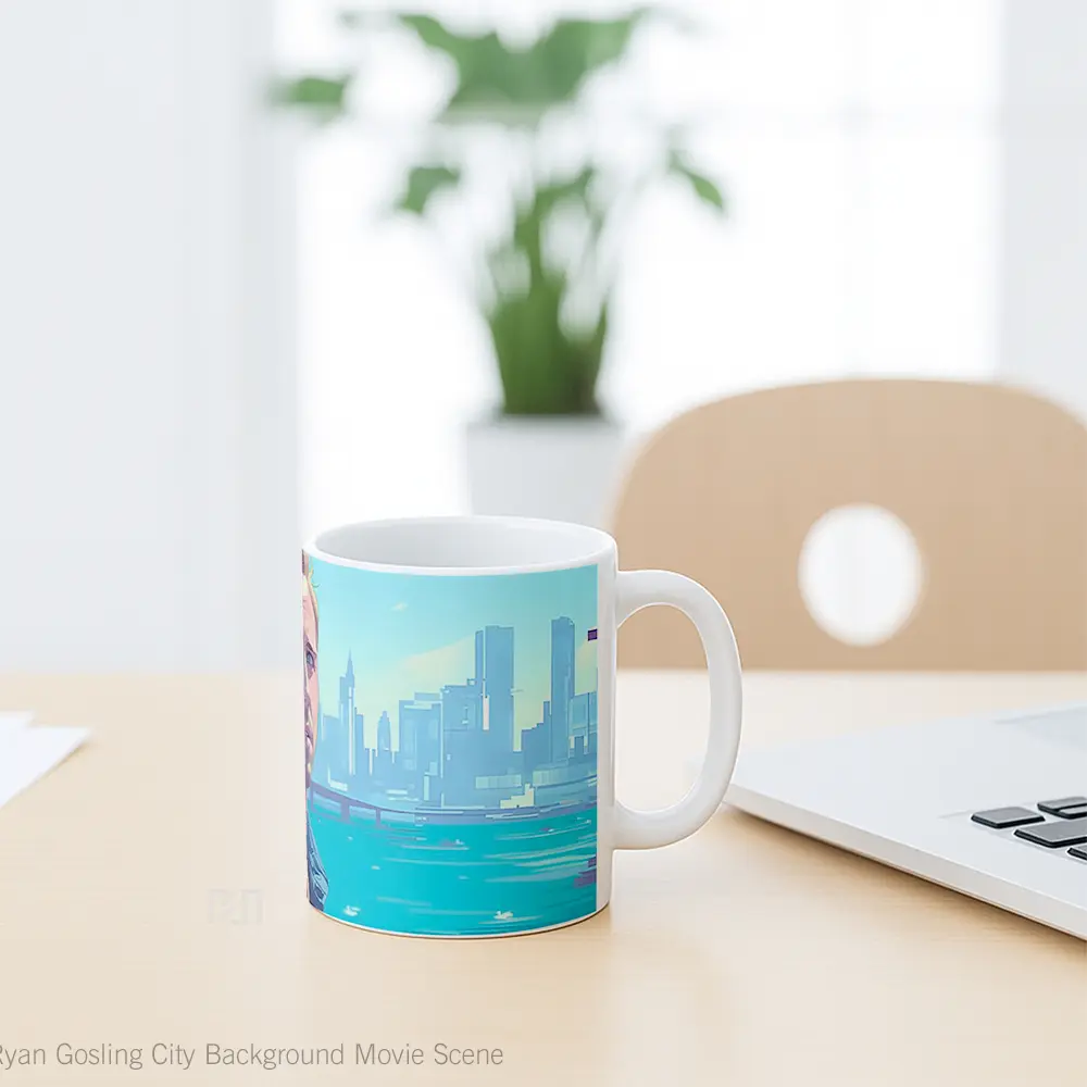 Mug Ryan Gosling City Background Movie Scene Koleksi Mug Limited Edition - All-side / Desain