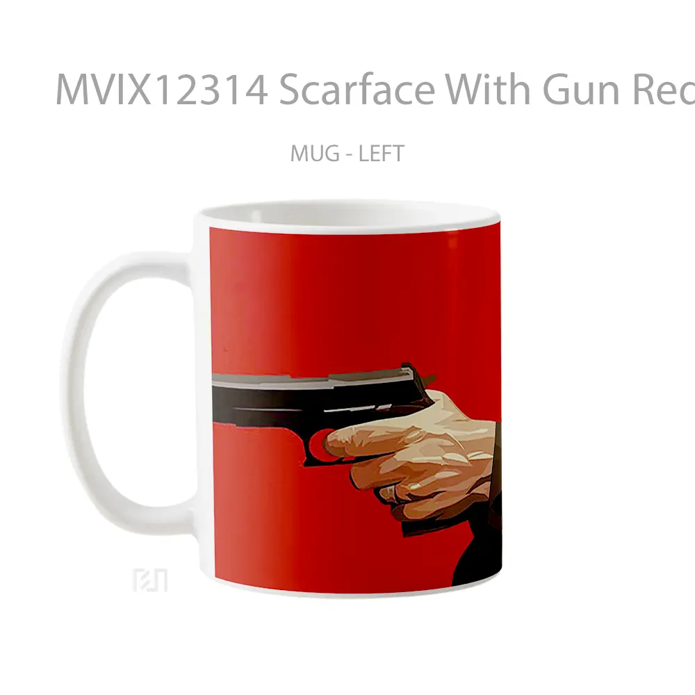 Mug Scarface With Gun Red Mug Aesthetic Koleksi Spesial - All-side / Desain