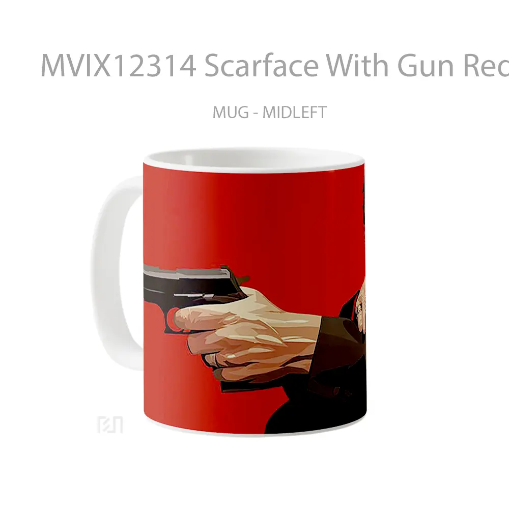 Mug Scarface With Gun Red Mug Aesthetic Koleksi Spesial - All-side / Desain