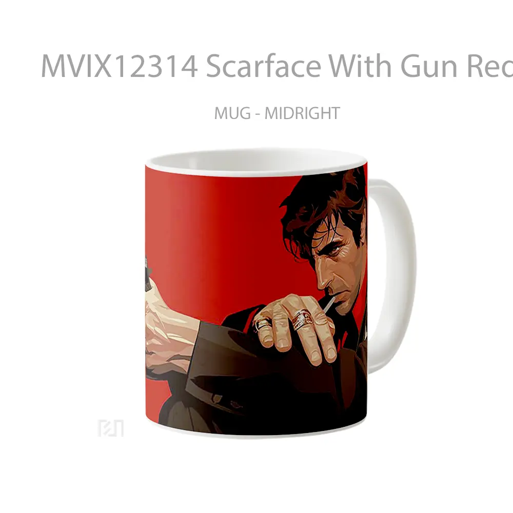 Mug Scarface With Gun Red Mug Aesthetic Koleksi Spesial - All-side / Desain