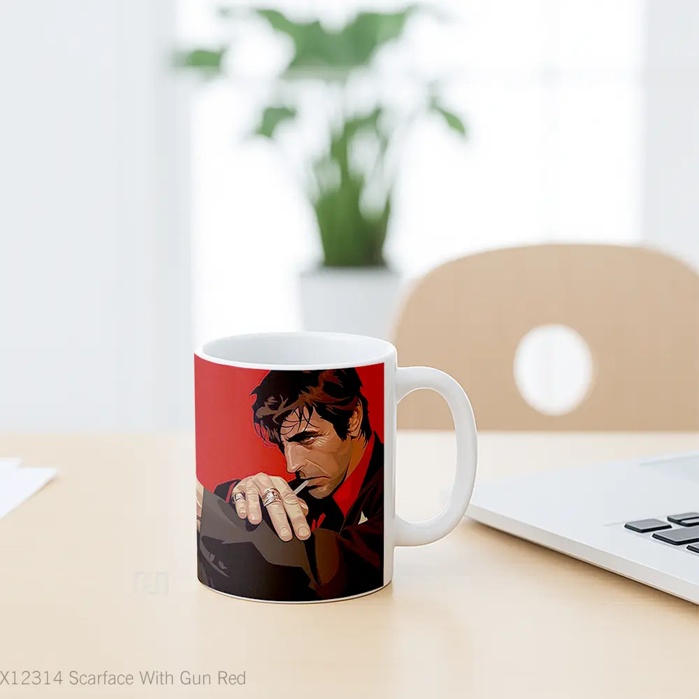 Mug Scarface With Gun Red Mug Aesthetic Koleksi Spesial - All-side / Desain