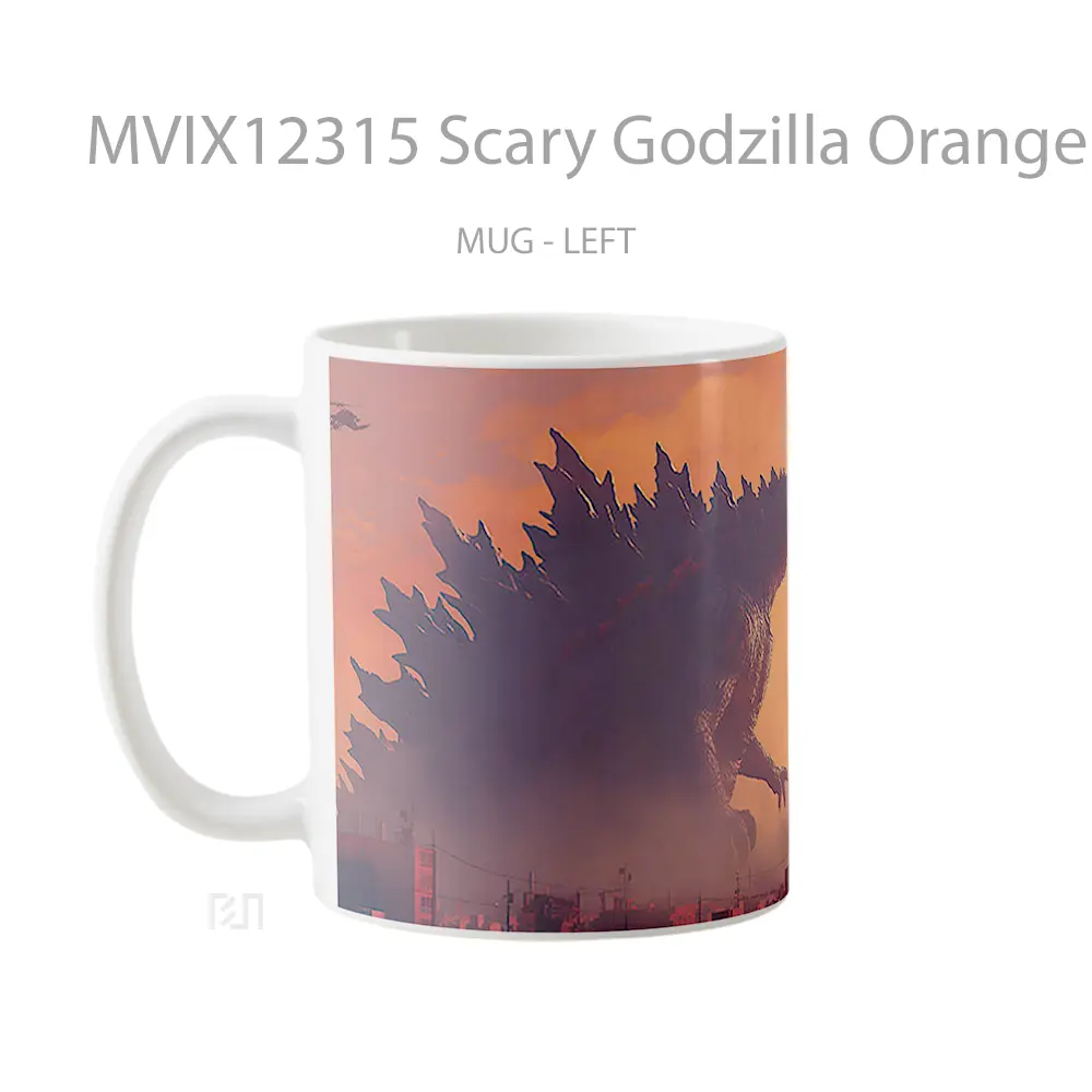 Mug Scary Godzilla Orange Mug Aesthetic Koleksi Spesial - All-side / Desain