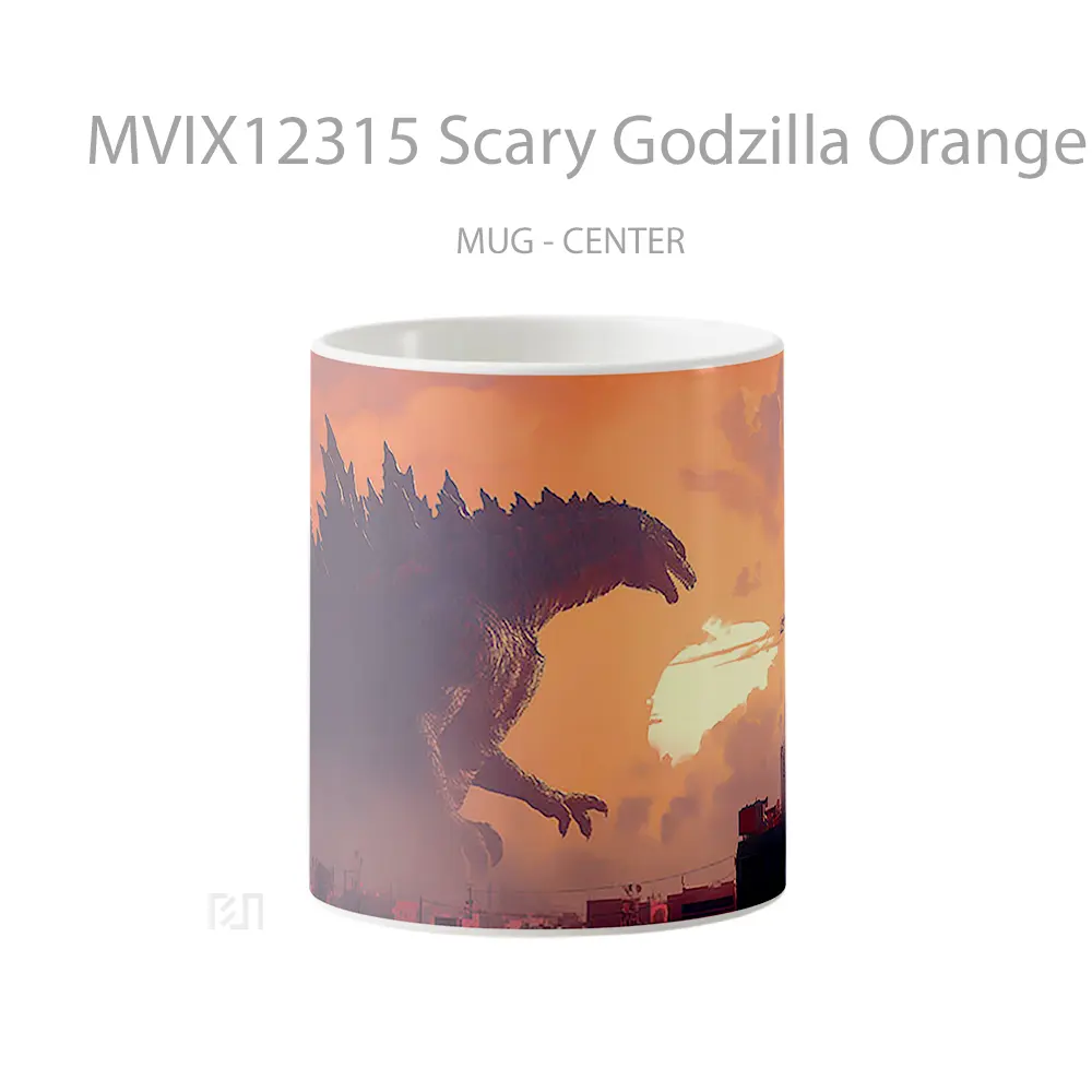 Mug Scary Godzilla Orange Mug Aesthetic Koleksi Spesial