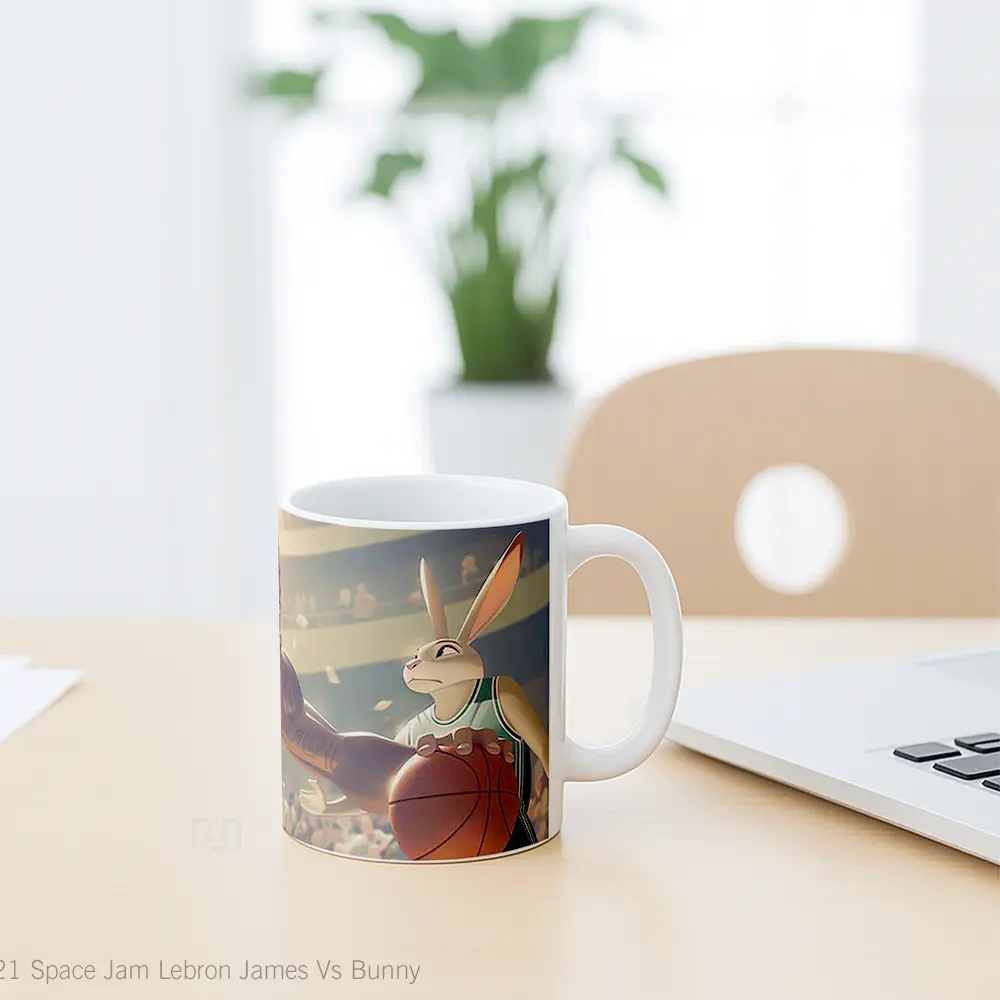 Mug Space Jam Lebron James Vs Bunny Hadiah Lucu dan Menarik - All-side / Desain