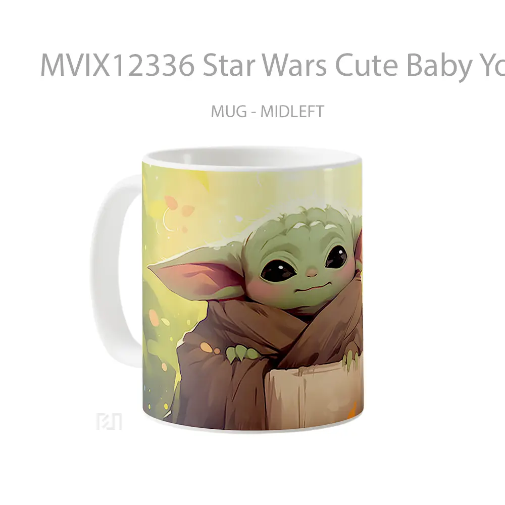Mug Star Wars Cute Baby Yoda Green Hadiah Lucu dan Menarik - All-side / Desain