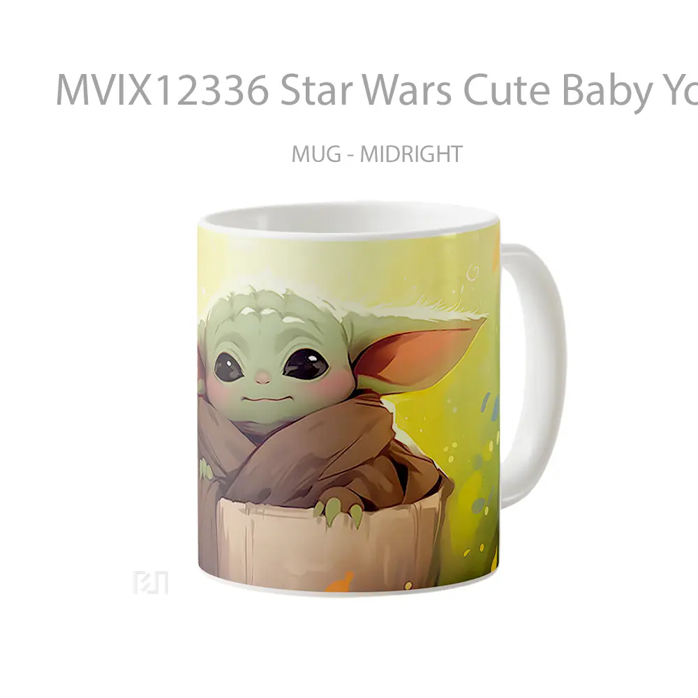 Mug Star Wars Cute Baby Yoda Green Hadiah Lucu dan Menarik - All-side / Desain