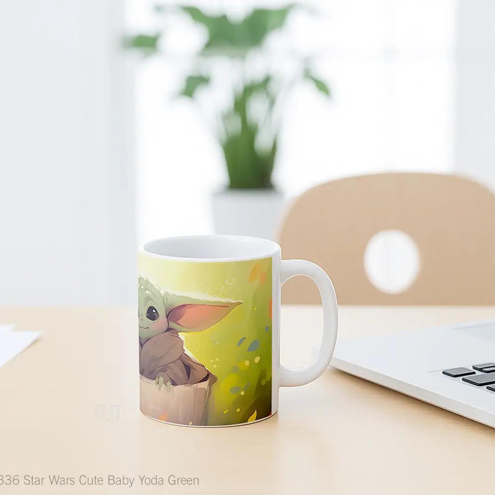 Mug Star Wars Cute Baby Yoda Green Hadiah Lucu dan Menarik - All-side / Desain
