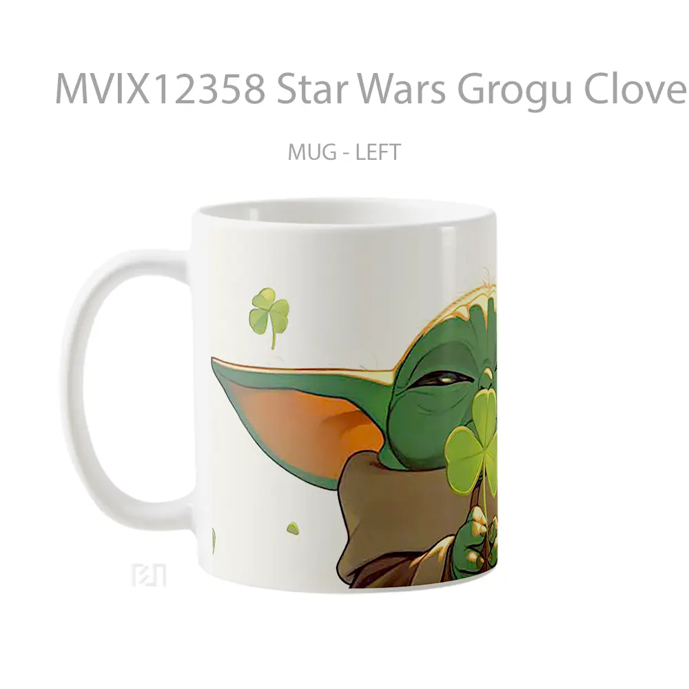 Mug Star Wars Grogu Clover St Patricks Day Gelas Keramik Desain Unik - All-side / Desain
