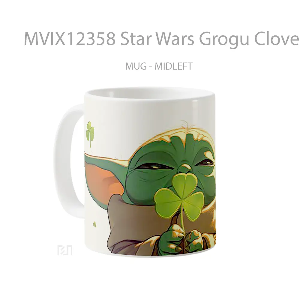 Mug Star Wars Grogu Clover St Patricks Day Gelas Keramik Desain Unik - All-side / Desain