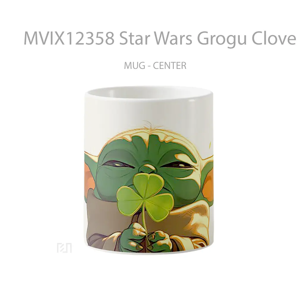 Mug Star Wars Grogu Clover St Patricks Day Gelas Keramik Desain Unik