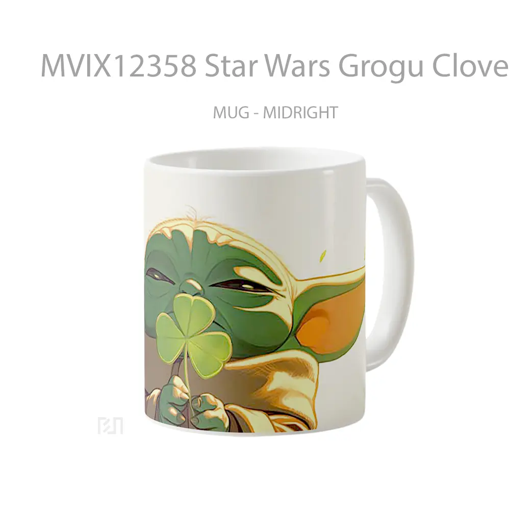 Mug Star Wars Grogu Clover St Patricks Day Gelas Keramik Desain Unik - All-side / Desain