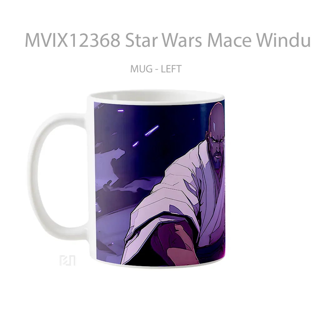 Mug Star Wars Mace Windu With Lightsaber Purple Hadiah Lucu dan Menarik - All-side / Desain