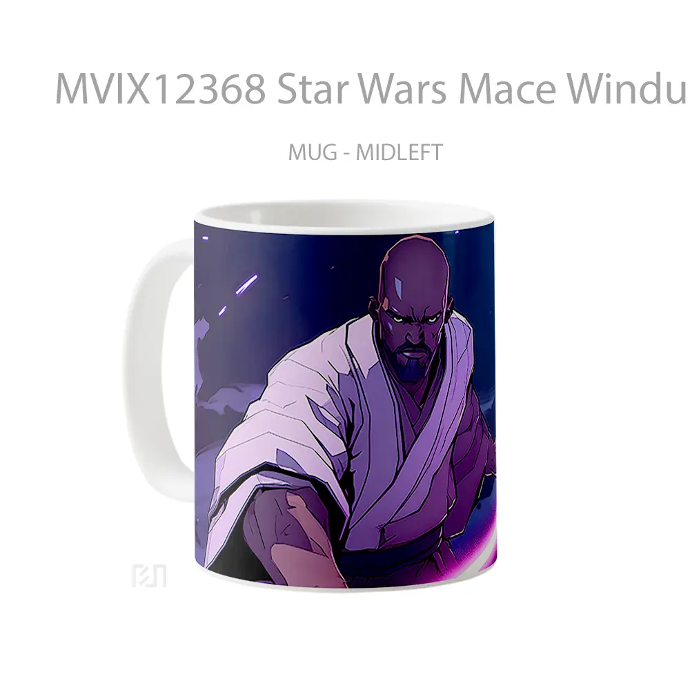 Mug Star Wars Mace Windu With Lightsaber Purple Hadiah Lucu dan Menarik - All-side / Desain