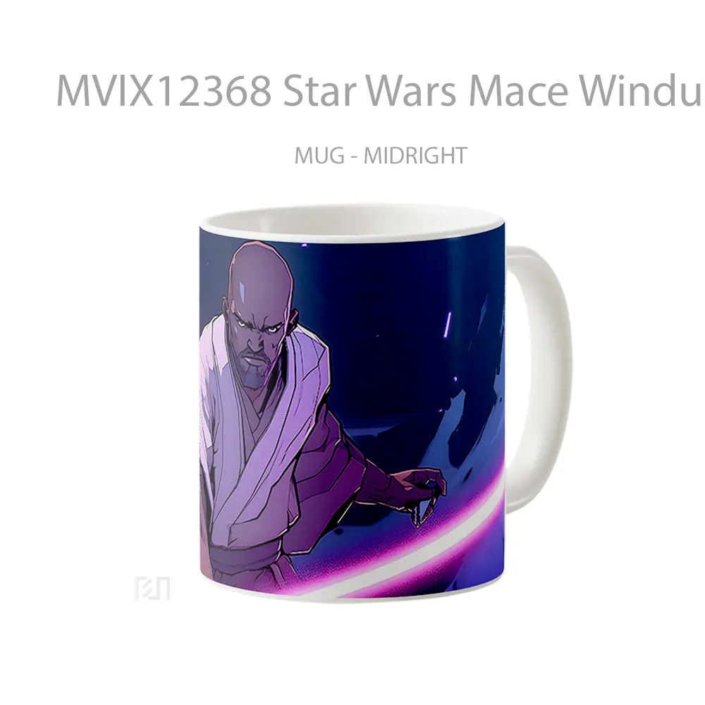 Mug Star Wars Mace Windu With Lightsaber Purple Hadiah Lucu dan Menarik - All-side / Desain