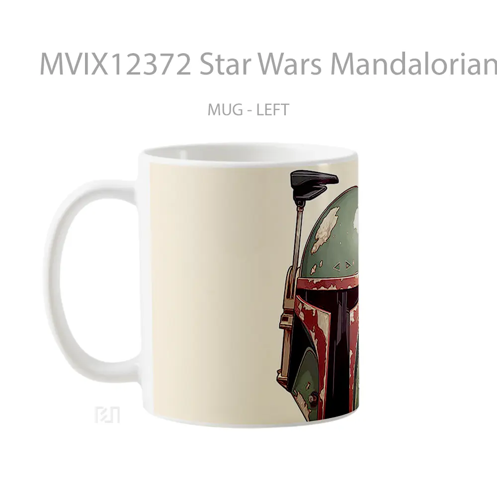 Mug Star Wars Mandalorian Helmet Beige Hadiah Lucu dan Menarik - All-side / Desain