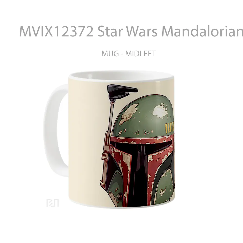 Mug Star Wars Mandalorian Helmet Beige Hadiah Lucu dan Menarik - All-side / Desain