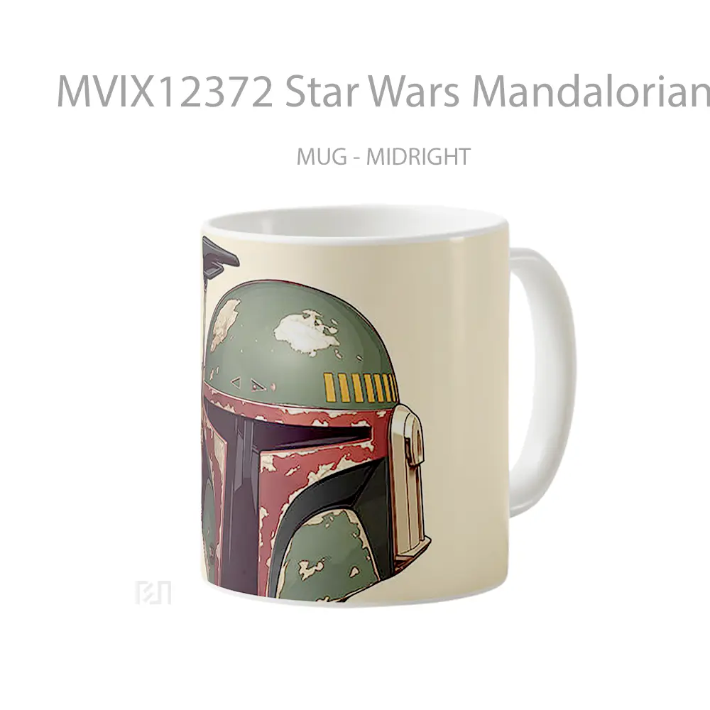 Mug Star Wars Mandalorian Helmet Beige Hadiah Lucu dan Menarik - All-side / Desain