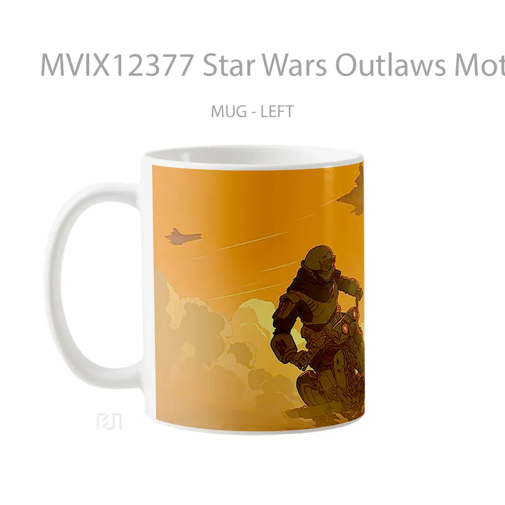Mug Star Wars Outlaws Motorcycle Gelas Keramik Desain Unik - All-side / Desain